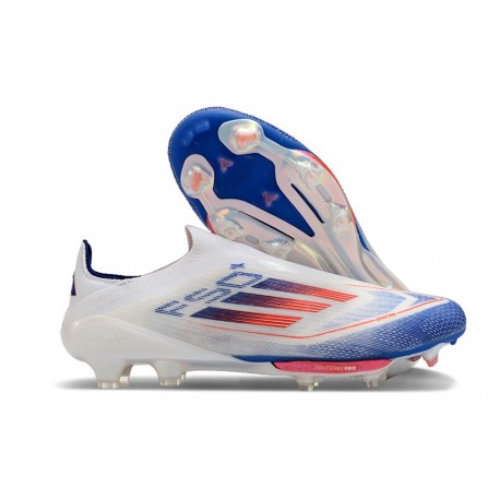 Scarpe Adidas F50+ Senza Lacci FG Ftwr Bianco Rosso Solare Blu Lucido