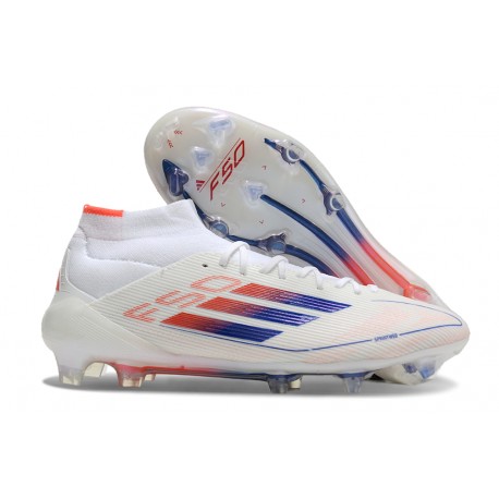 Adidas F50 Elite Mid FG Scarpa Ftwr Bianco Rosso Solare Blu Lucido